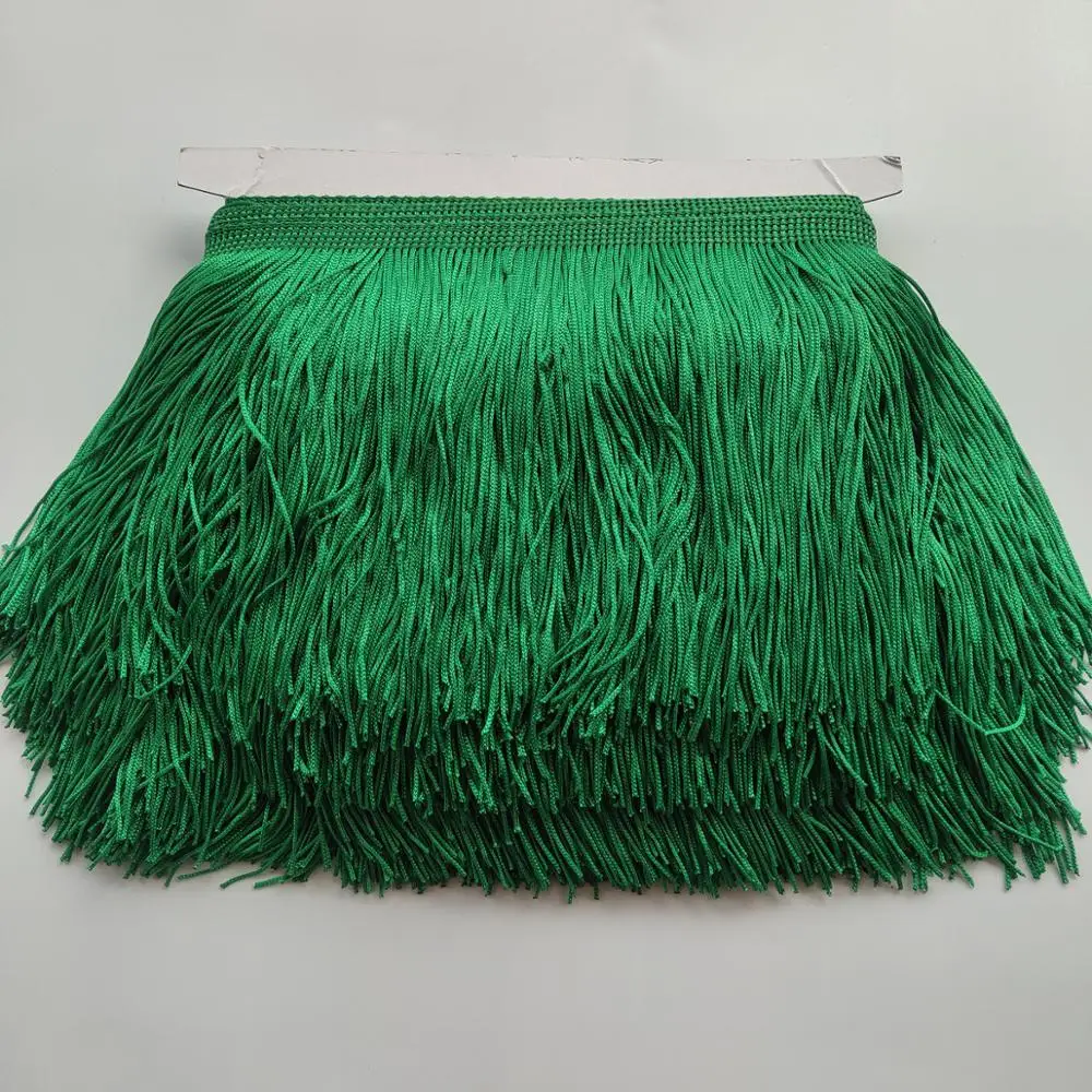 Hot 1Meters 15CM Long Grass Green Lace Fringe Trim Polyester Tassel Trimming Diy Latin Dress Stage Clothe Accessories | Дом и сад
