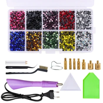 

4728pcs 2 Boxes Mix Color Hot Fix Rhinestones Set Hotfix Applicator With 7 Different Nozzles Cleaning Kit Tweezers Brush