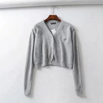 gray knit sweater Мех кролика свитер зеленый orange фиолетового цвета хаки синий белый черный серый трикотажный вязаный свитер женский вязаный свитер-кардиган - Цвет: gray knit sweater