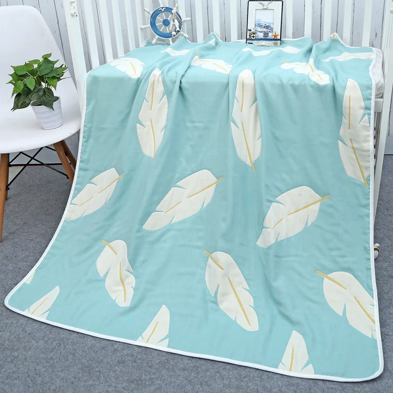 Newborn Summer 90X100cm Baby 100% Cotton Blankets 6 Layers Quilt Muslin Wrap Swaddle Stroller Baby Blankets Infant Bath Towel