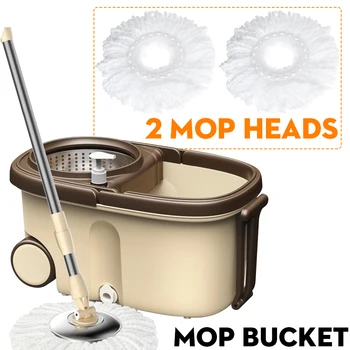

Mop 2 Mop Heads Rotary Mop Stainless Steel Basket Square Wheel Bucket Reinforcement Rod Metal Plate Dual-drive Hand-press Mop