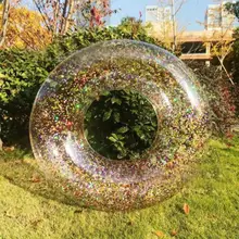 70/80/90cm Colorful Glitter Pool Foats Swimming Ring For Adult Inflatable Toy Float Tube Pool Girl Water Water Wheel