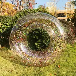 70/80/90cm Colorful Glitter Pool Foats Swimming Ring For Adult Inflatable Toy Float Tube Pool Girl Water Water Wheel