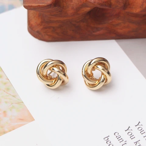 Small Metal Knot Twist Stud Earrings Women Geometric Statement Earrings Maxi Punk Party Vintage Christmas Day Gifts Bijoux