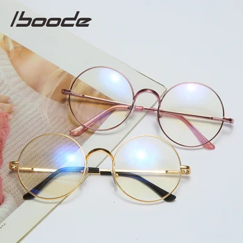 

iboode High Quality Ultalight Round Eye Glasses Frame Metal Anti Blue Ray Reading Computer Eyeglasses Women Men Clear Lens