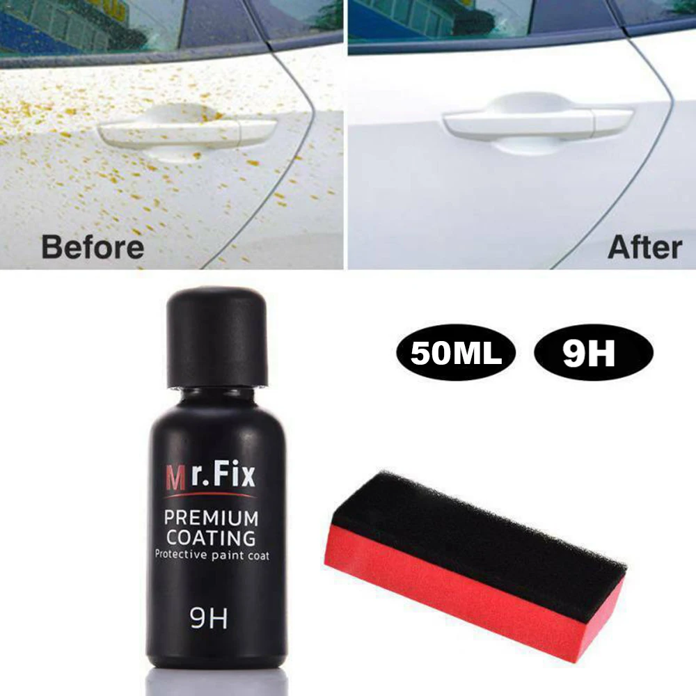 

50ml 9H NANO Ceramic Glass Coating Liquid Hydrophobic Anti-Scratch With Sponge