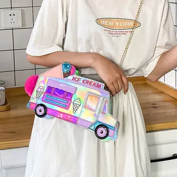 

Women Ladies Cartoon Ice Cream Car Shaped Crossbody PU Leather Shoulder Bag Tote Purse Handbag Messenger Satchel