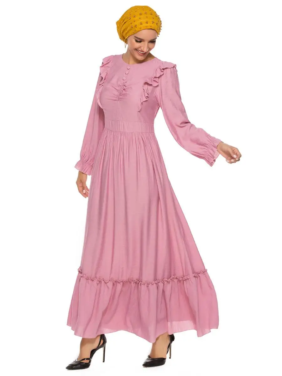 Мусульманское abaya Плиссированное длинное платье с оборками винтажное женское коктейльное jilbaw исламское платье Этнические драпированные хлопковые платья Турецкая Мода