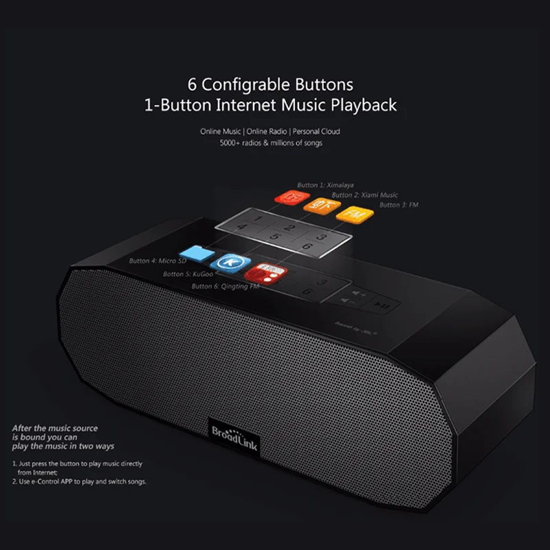 BroadLink MS1 динамик Smart Online Musics DLNA QPlay аудио в микро SD режимах настройки сигнализации мини портативные беспроводные звуковые колонки
