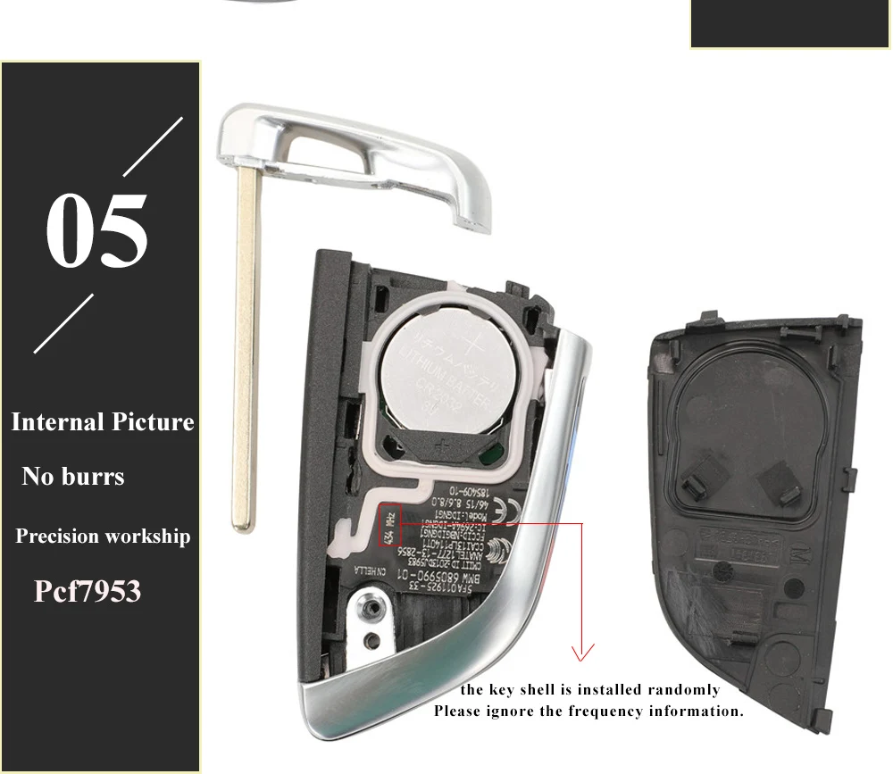 Keyforkess Smart 3/4 pulsanti 433MHz PCF7953P telecomando per auto Keyless Entry fob per BMW F FEM CAS4 CAS4 5 7 serie X5 X6 PCB nero - H8109af29cafa472997dd8caf65146fe9d