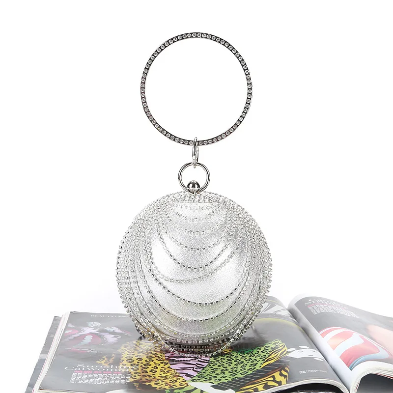 

Creative Diamond Insert Dinner Purely Hand-made Ball Bag Bag Ladies with Diamond Ring