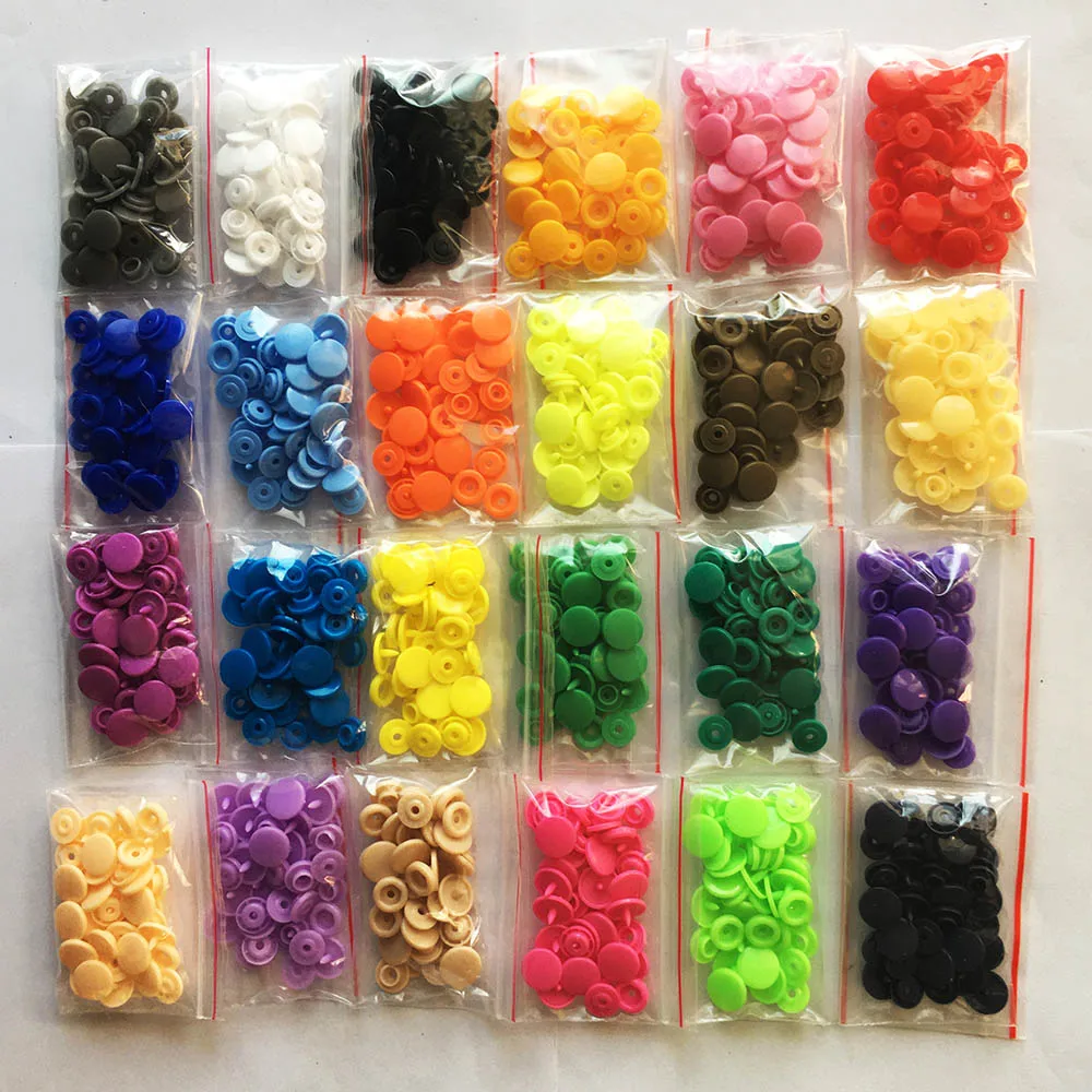Description Picture 3 of item50 Sets Round Snaps Buttons For Bib T5 Plastic Press Button Fastener Snap For Clothes Accessories DIY Crafts 24Colors