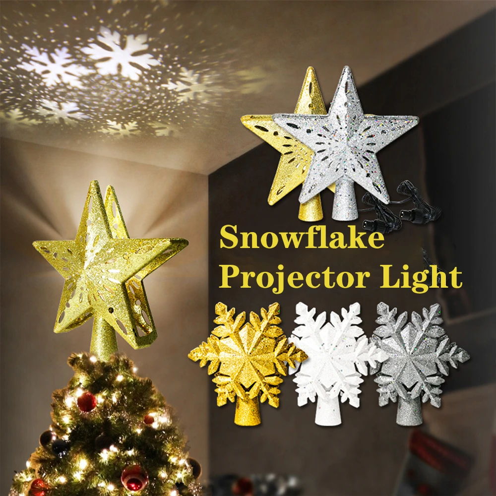 Led Projector Light Christmas Tree Topper Decor Star Shape Snowflake Projection Hanging Ornament For Xmas Party New Year 2022|Tree Toppers| - Aliexpress