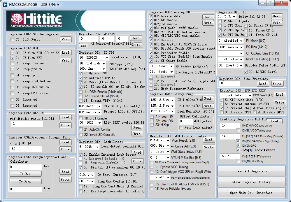 Для HMC 832 HMC PLL программатор Hittite официальная конфигурация программного обеспечения USB интерфейс