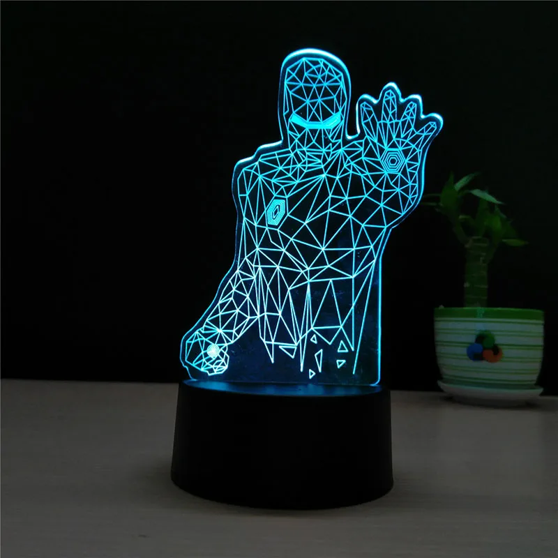 H03 Marvel's The Avengers 3D оптическая лампа мультфильм акриловый светодиодный ночник Железный человек USB сенсорный прикроватный светильник детский подарок на день рождения - Цвет: H03