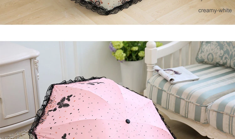 Миниатюрный Складной Зонт от дождя, современный модный женский зонтик, женский кружевной зонт с бабочкой, подарок