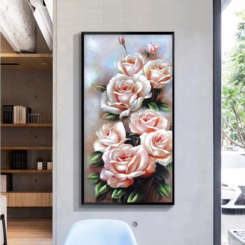 

Muxun 5D Diy Full Diamond Painting Powder Rose New 3D Diamond Embroidery Cross Stitch Mosaic Wall Home Decoration Art Gift Lx319