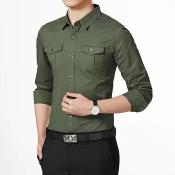 

Men Brand Shirts 2019 New Mens Dress Shirts Long Sleeve Slim Casual Black White Social Male Clothes Chemise Homme 2019 New SA-8