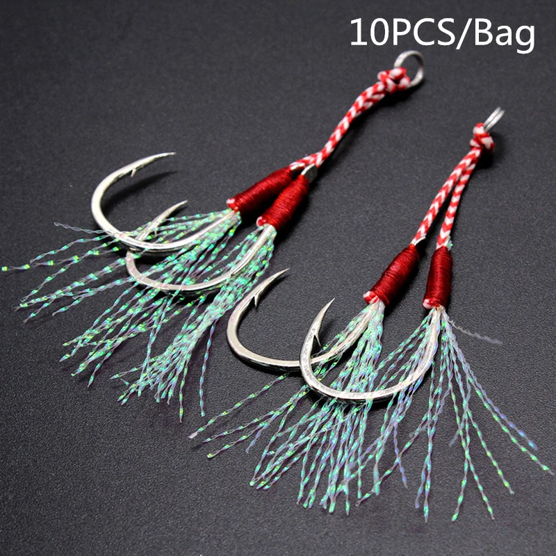 thumbnail image 1 of Mosodo-anzuelo de pesca con cabeza plomada, anzuelo de púas, doble gancho con cuerda, aparejos de pesca con mosca, 10/20 Uds., 1 of 5