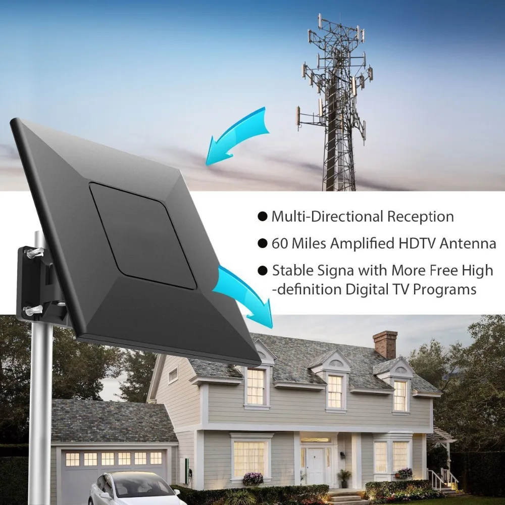 DVB T2 наружная цифровая ТВ антенна FM телевизионная антенна антенный усилитель для TDT DVB-T2 ISDBT ATSC tv receptor антенны с высоким коэффициентом усиления