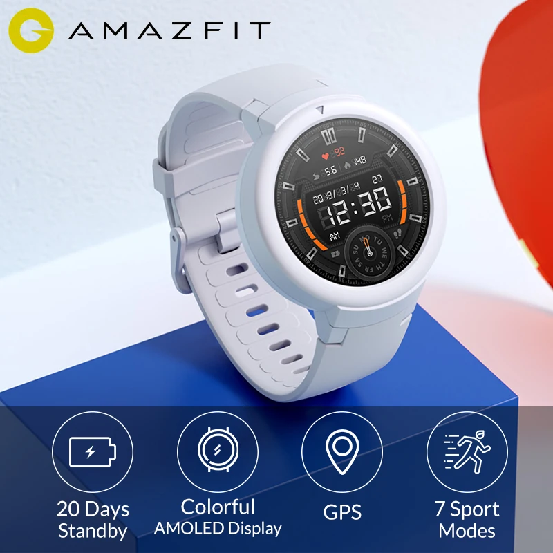 Новейшие Смарт-часы Amazfit Verge Lite, 20 дней в режиме ожидания, 390 мАч, IP68, водонепроницаемые, 1,3 дюймов, AMOLED экран, часы с gps