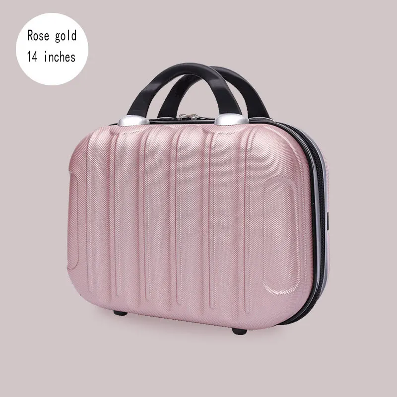 Rose gold Модный чемодан в Вертикальную Полоску, 14 дюймов, миничемоданчик, простая косметичка для девочек, Большая вместительная Водонепроницаемая дорожная сумка Hanimom - Цвет: Rose gold