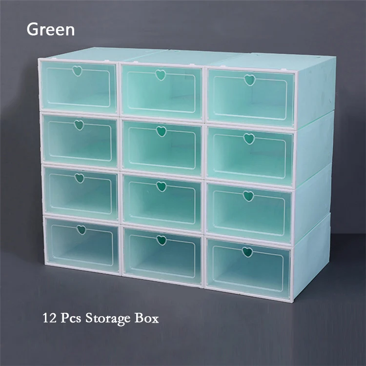 Green 12 Складная коробка для обуви, набор для ванной, Вьетнамки, для хранения, дверной проем, спортивная обувь на высоком каблуке, органайзер для дома, многофункциональная одежда, игрушки, Holde - Цвет: Green 12
