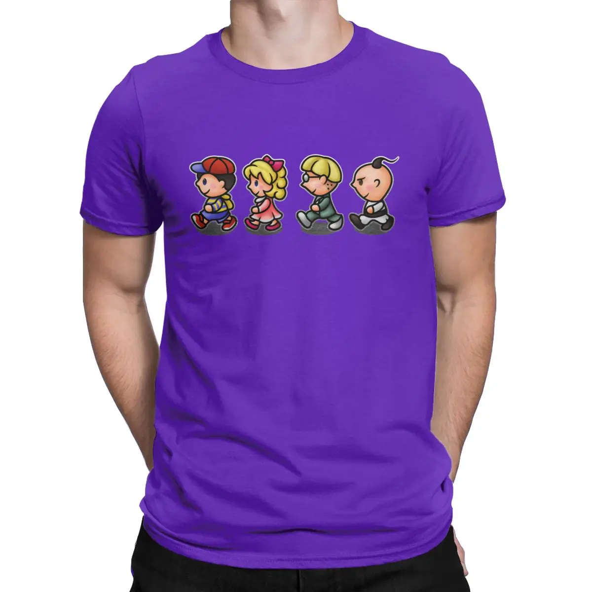 Мужские футболки Earthbound, для мальчиков, для мамы, для ролевых игр, хлопок, одежда, Ретро стиль, короткий рукав, вырез лодочкой, футболка, 4XL, 5XL, 6XL, футболки - Цвет: Фиолетовый