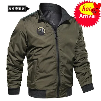 

Bomber Jacket Casual Men Slim Fit Autumn Winter Double Side Mens Military Jackets Outwear Coat Man Sportswear Tracksuit 2020