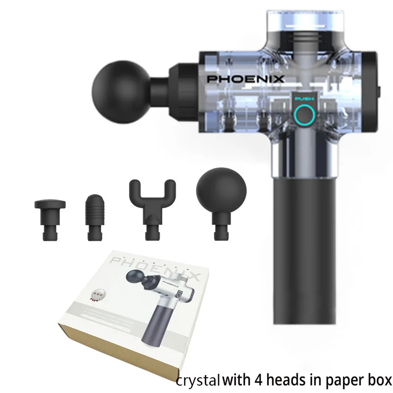 Crystal Paper Box Портативный электронный терапевтическая, для мышц массажный пистолет высокая частота вибрации массаж Theragun расслабления тела боли массажер - Цвет: Crystal Paper Box