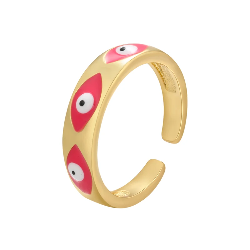 ZHUKOU NEW gold enamel eye ring for women creative simple summer Dripping oil opening ring fashion jewelry wholesale VJ270