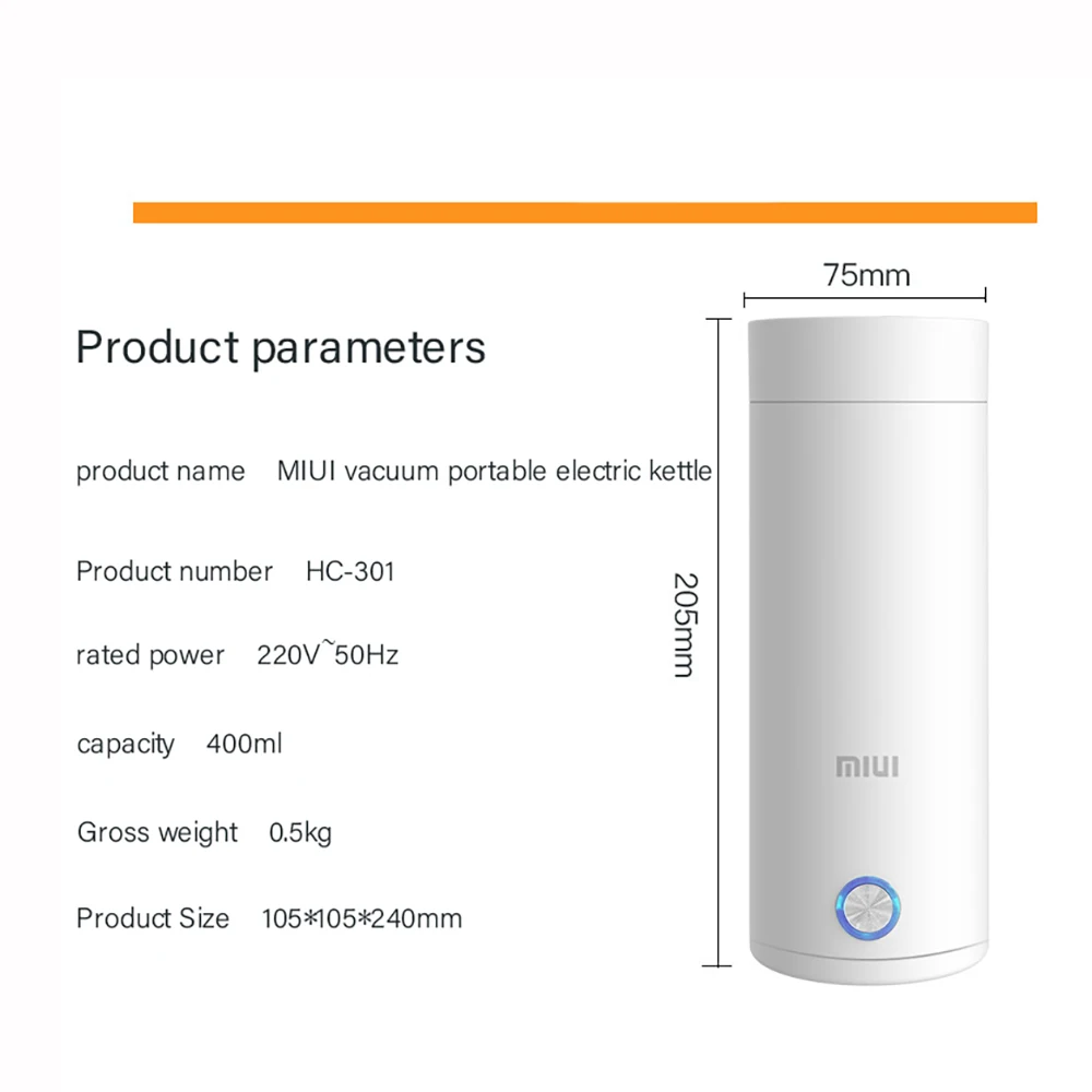 Xiaomi portable electric kettle 400ml rechargeable heating insulated coffee cup intelligent household outdoor hot kettle