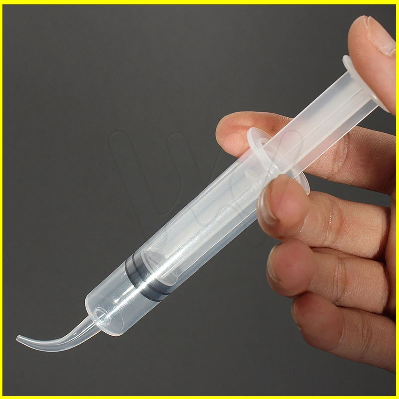 10 Pcs Dental Disposable Irrigation Syringe Curved Tip Plunger Fit Tightly 12CC (2)
