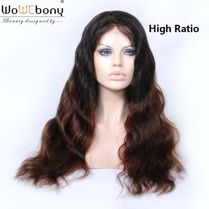 WoWEbony Lace Front Human Hair Wigs 1b 4 Body Wave 13x6 Wig 150 Density Brazilian Ombre Remy For Women |