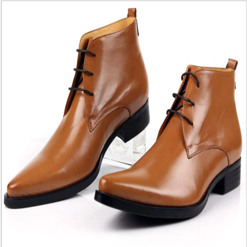 European-version-of-high-top-men-s-leather-boots-leather-pointed-toe ...