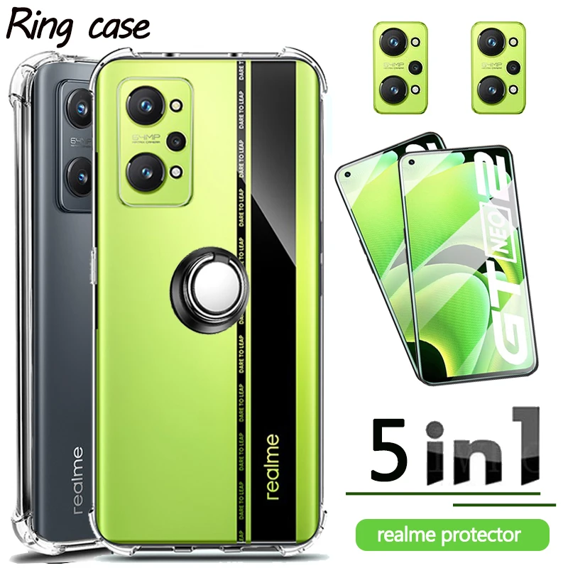 ring funda for realmi gt neo 2 3 silicon case realme gt master edition gt2  pro gt neo2 neo3 gt 2 matser edition pro cover realme gt neo 2t ring  protection & tempered glass