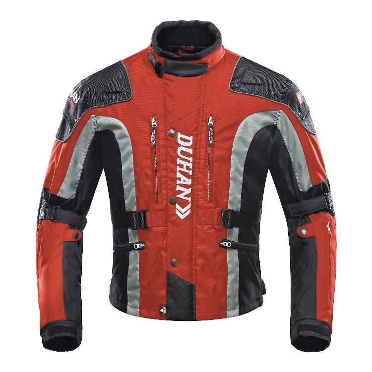023 Red Jacket DUHAN мотоциклетная куртка для верховой езды ветрозащитная мотоциклетная Защитная Экипировка для всего тела осенне-зимняя мотоциклетная одежда - Цвет: 023 Red Jacket