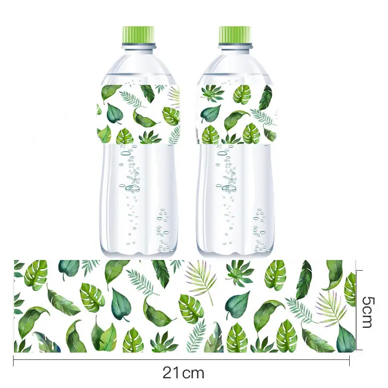 Omilut 12pcs Tropical Palm Leaves Water Bottle Labels Pineapple Aloha Stickers Summer Hawaii Party Decor Supllies | Дом и сад