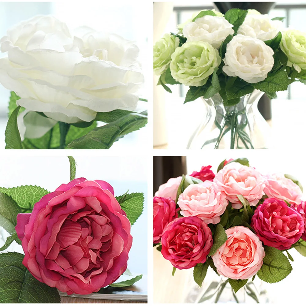 1 шт. шелковые искусственные цветы Пион Роза поддельные цветы для дома Свадебные украшения гостиной спальни цветочный букет настенный орнамент