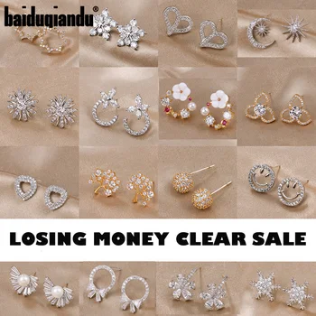 

baiduqiandu High Quality Cubic Zirconia CZ Crystal Assorted Styles Stud Earrings Collections