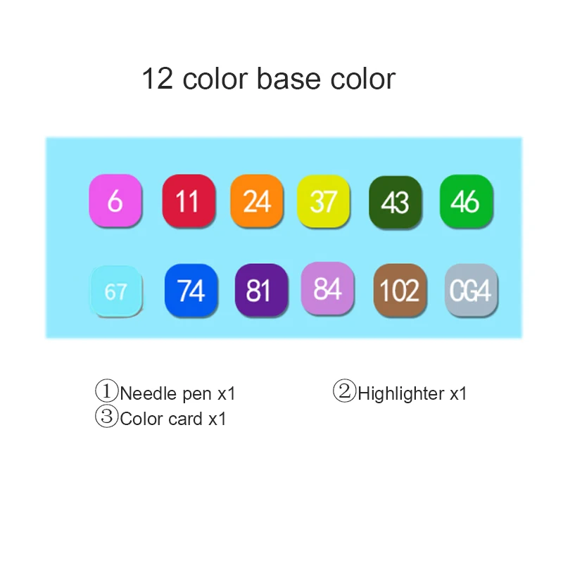 Набор маркеров для студентов аниме с двойной головкой цветная маслянистая поп-ручка 60/80 цветов для начинающих цветная маркерная ручка художественные принадлежности - Цвет: Basic 12  black rod