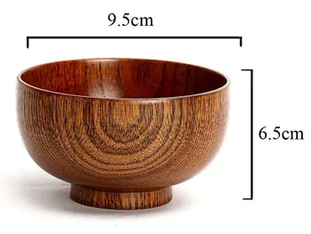 

4 Pcs Natural Solid Wood Rice Bowl Anti-scalding Children Home Wooden Bowl Children Adult Rice Bowl Personality Retro Bowl