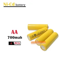 Bateria recarregável quanlity, 4 x aa, 700mah, 1.2 v, NI-CD v, recarregável, 2a, bateria baterias de bateria 1.2 tempos, tempos