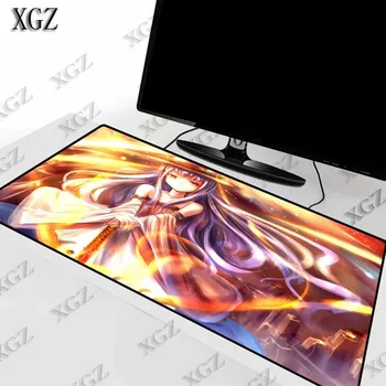 

XGZ Girls with Swords Anime High Speed Large Gaming Lockedge Mouse Keyboard Mat Anti-slip Natural Rubber Computer Game Pad
