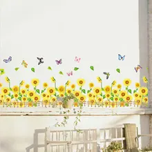 Витринное стекло украшения гостиной вход в спальню коридор линии плинтуса обоев подсолнечника XL7020