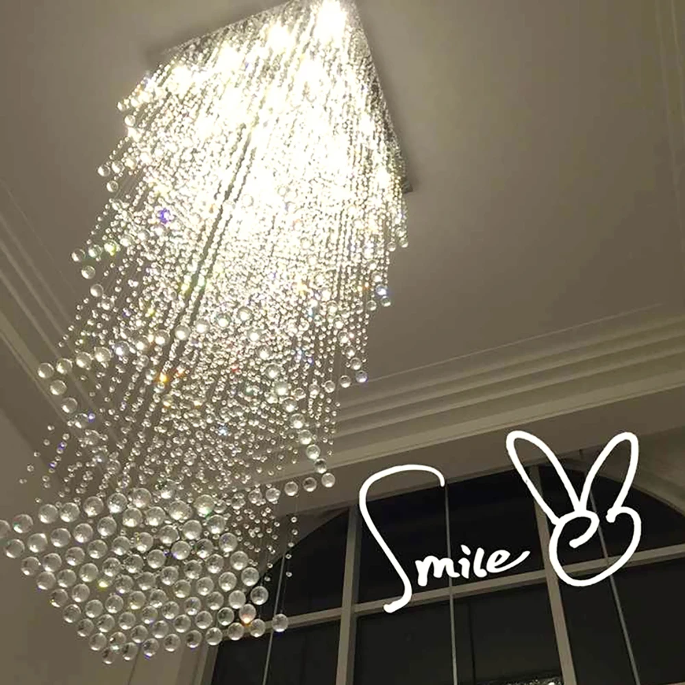 

Luxury spiral Long crystal chandelier lighting LED K9 modern crystal lamp staircase chandeliers living room light fixtures