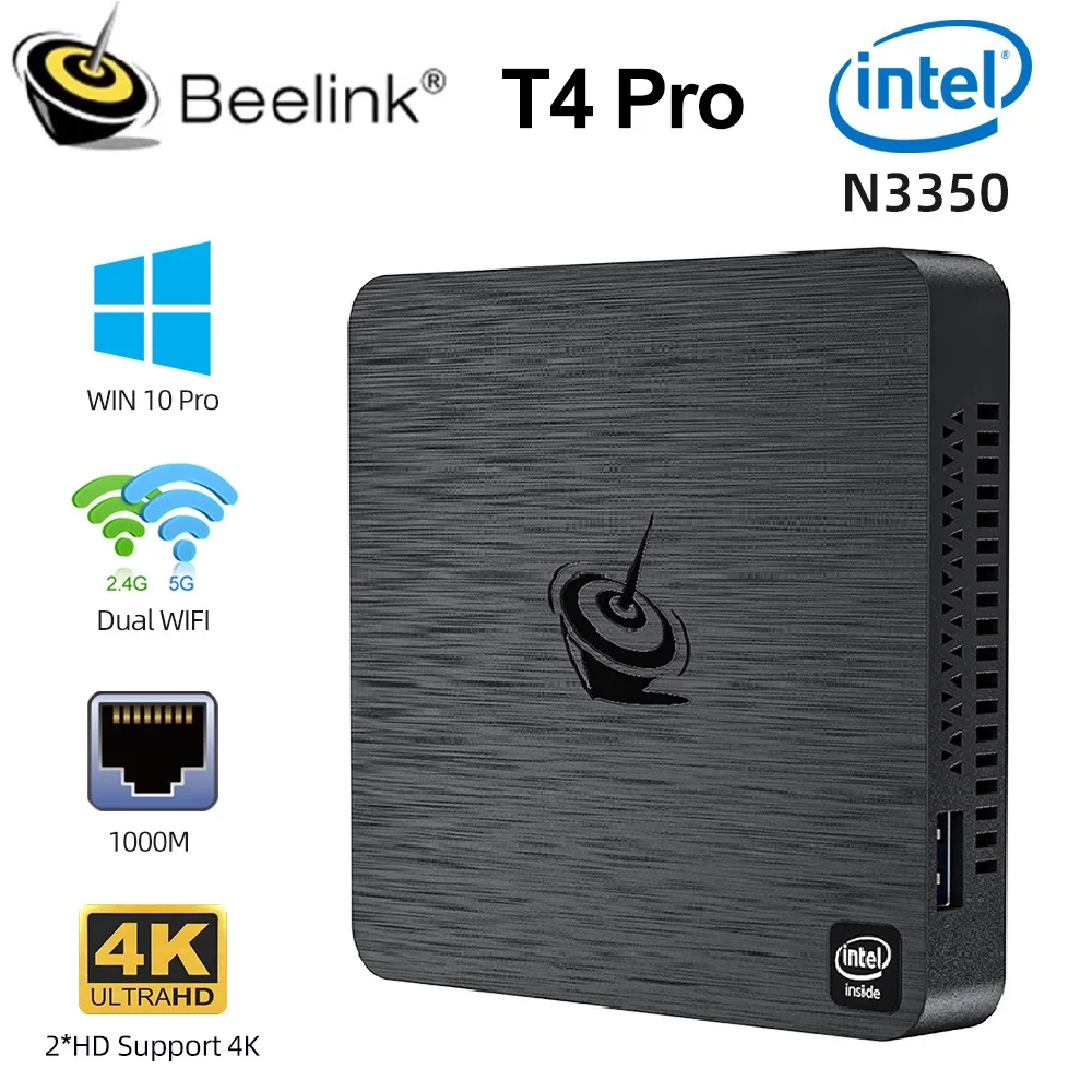 Beelink T4 Pro Mini PC Intel Apollo Lake Processor N3350 Windows 10 4K 4GB 64GB BT4.0 1000M AC Wifi Computer | Компьютеры и офис