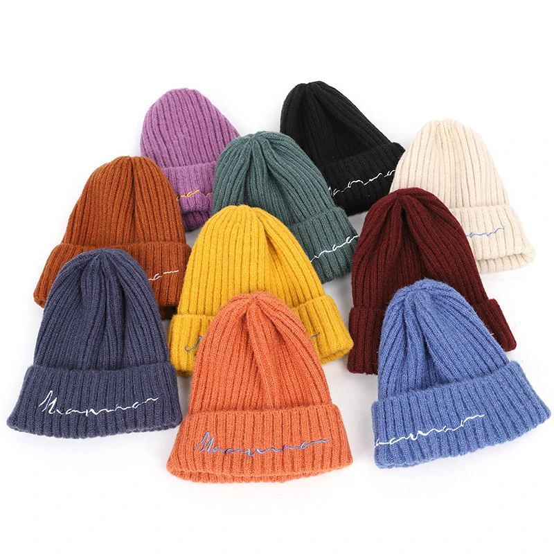 

2019 New Winter Children Cap Knit Candy Color for Boys and Girls Kids Beanies
