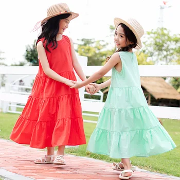 

Baby Teen Girls Dress 2020 Fashion Kids Summer Dress Elegant vestido Children Solid Cotton Blue black dress 4 8 10 12 years old