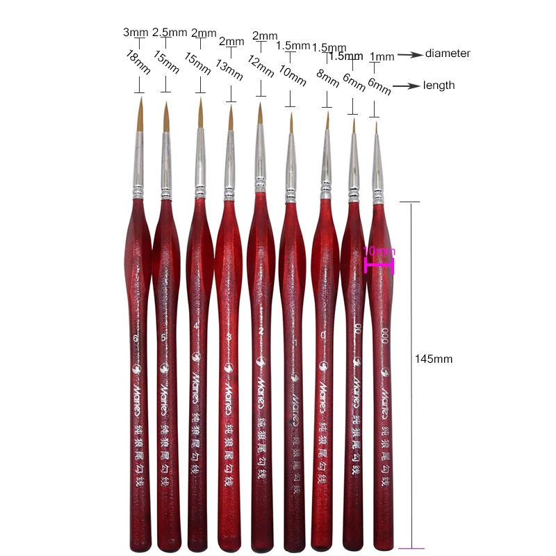 9 шт./компл. художественная тонкая ручная краска ed Тонкий крючок линии ручки красные принадлежности карандаш для рисования кисть для краски Студенческая художественная поставка